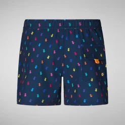 Costumi Da Bagno^Save The Duck Costume Da Bagno Bambino Getu Stampa Anatre Arcobaleno Su Fondo Navy Blu