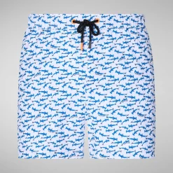 Costumi Da Bagno^Save The Duck Costume Da Bagno Uomo Ademir Stampa Squali Su Fondo Bianco