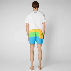 Costumi Da Bagno^Save The Duck Costume Da Bagno Uomo Toty Arancione Fluo, Verde Fluo E Blu Fluo