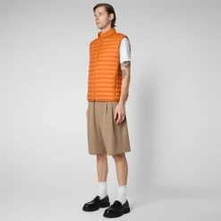Gilets^Save The Duck Gilet Imbottito Uomo Adam Arancione Ambra