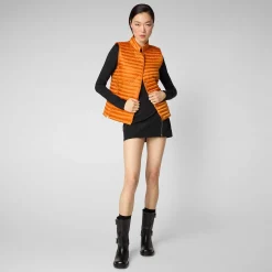Gilets^Save The Duck Gilet Trapuntato Donna Aria Arancione Ambra