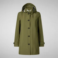 Impermeabili^Save The Duck Impermeabile Donna April Verde Oliva