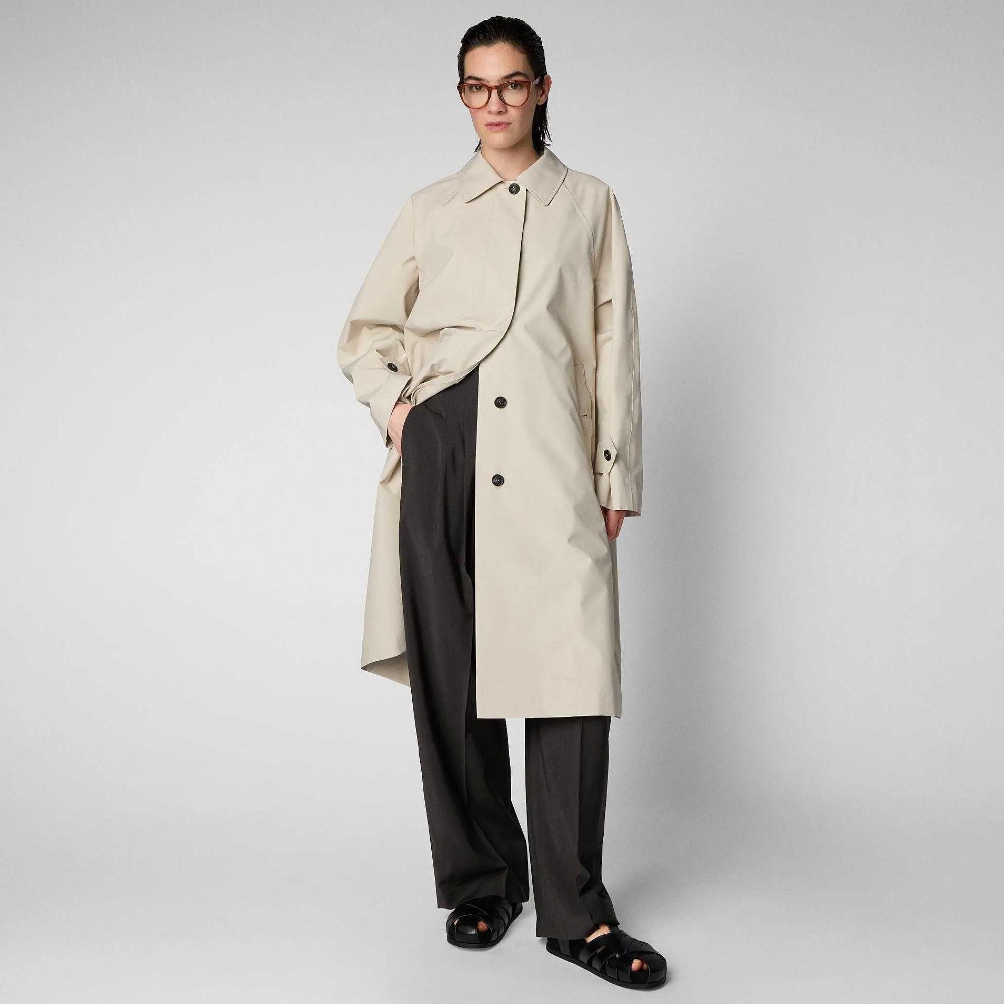 Impermeabili^Save The Duck Impermeabile Donna Zola Beige Crema