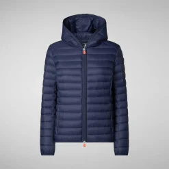 Piumini Animal-Free^Save The Duck Piumino Animal Free Con Cappuccio Donna Daisy Blu Navy