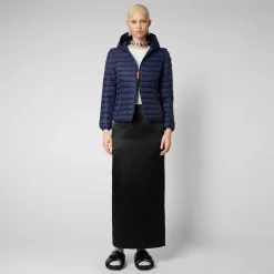 Piumini Animal-Free^Save The Duck Piumino Animal Free Con Cappuccio Donna Daisy Blu Navy
