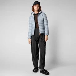 Piumini Animal-Free^Save The Duck Piumino Animal Free Con Cappuccio Donna Daisy Grigio Ardesia Chiaro