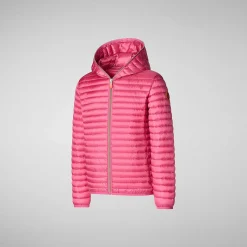 Piumini Animal-Free^Save The Duck Piumino Animal Free Con Cappuccio Bambina Rosy Rosa Scuro