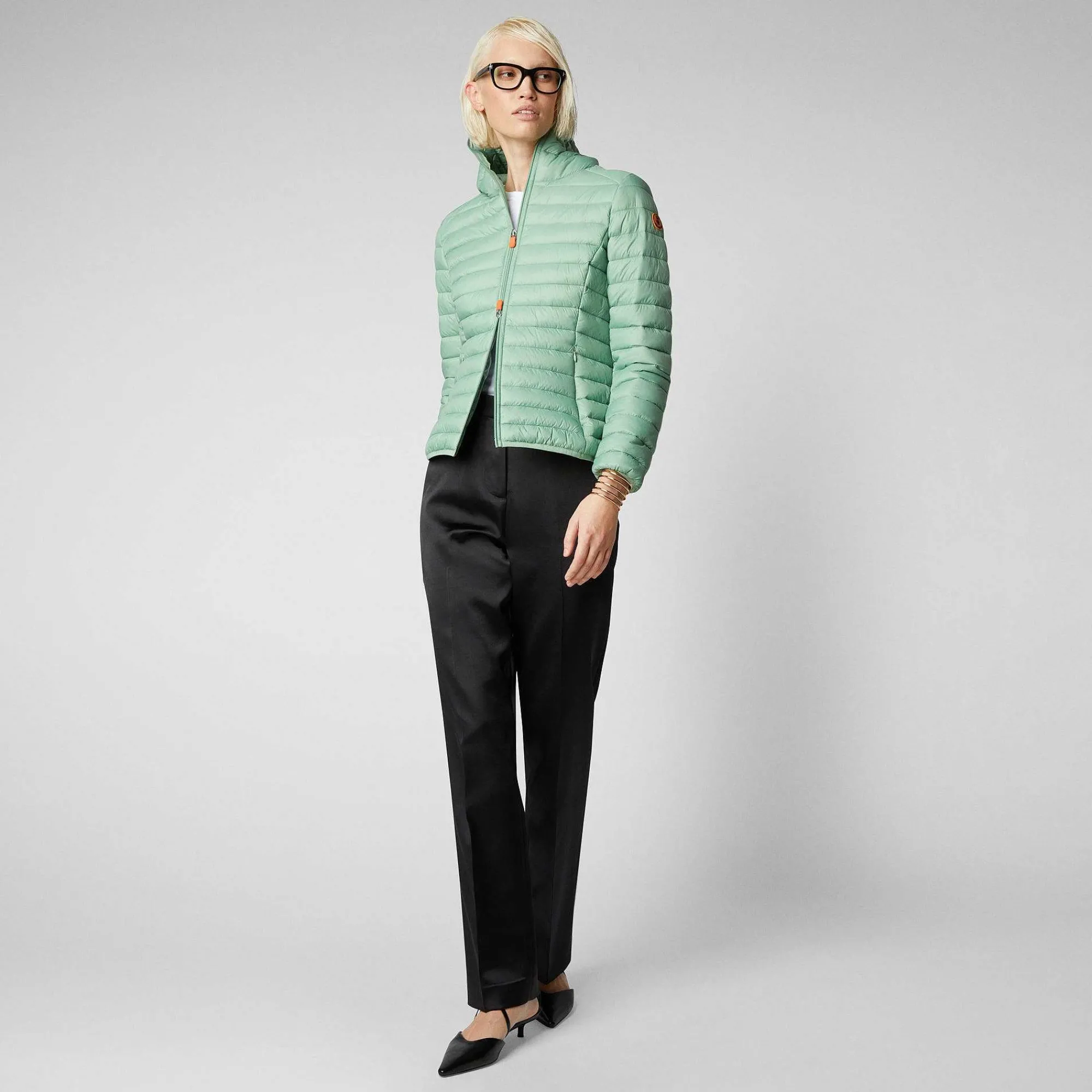 Piumini Animal-Free^Save The Duck Piumino Animal Free Con Cappuccio Donna Daisy Verde Menta