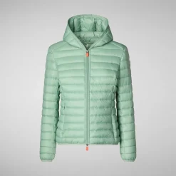 Piumini Animal-Free^Save The Duck Piumino Animal Free Con Cappuccio Donna Daisy Verde Menta