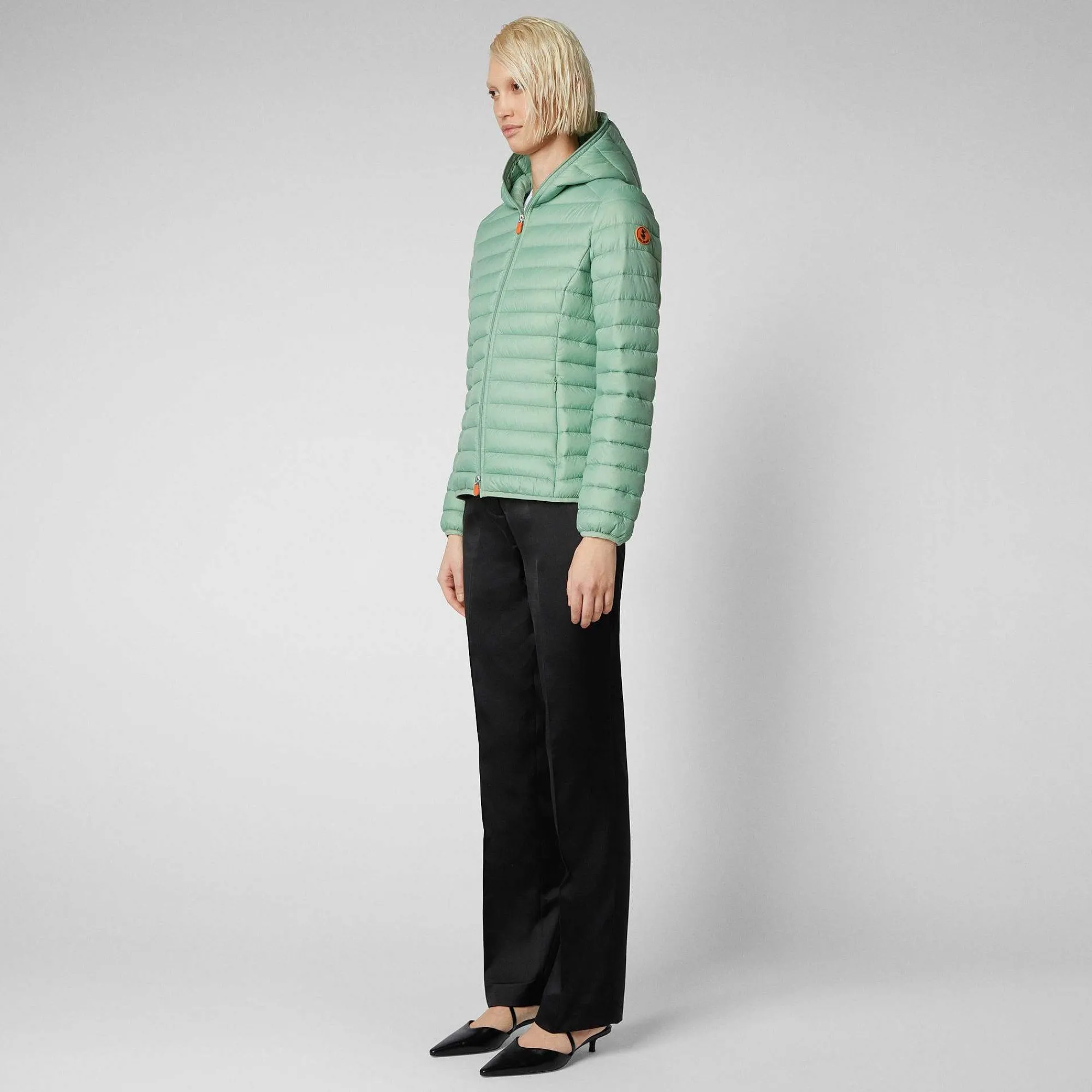 Piumini Animal-Free^Save The Duck Piumino Animal Free Con Cappuccio Donna Daisy Verde Menta