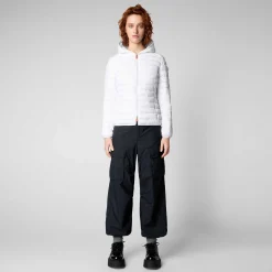 Piumini Animal-Free^Save The Duck Piumino Animal Free Con Cappuccio Donna Daisy Off Bianco