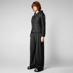 Piumini Animal-Free^Save The Duck Piumino Animal Free Con Cappuccio Donna Daisy Nero