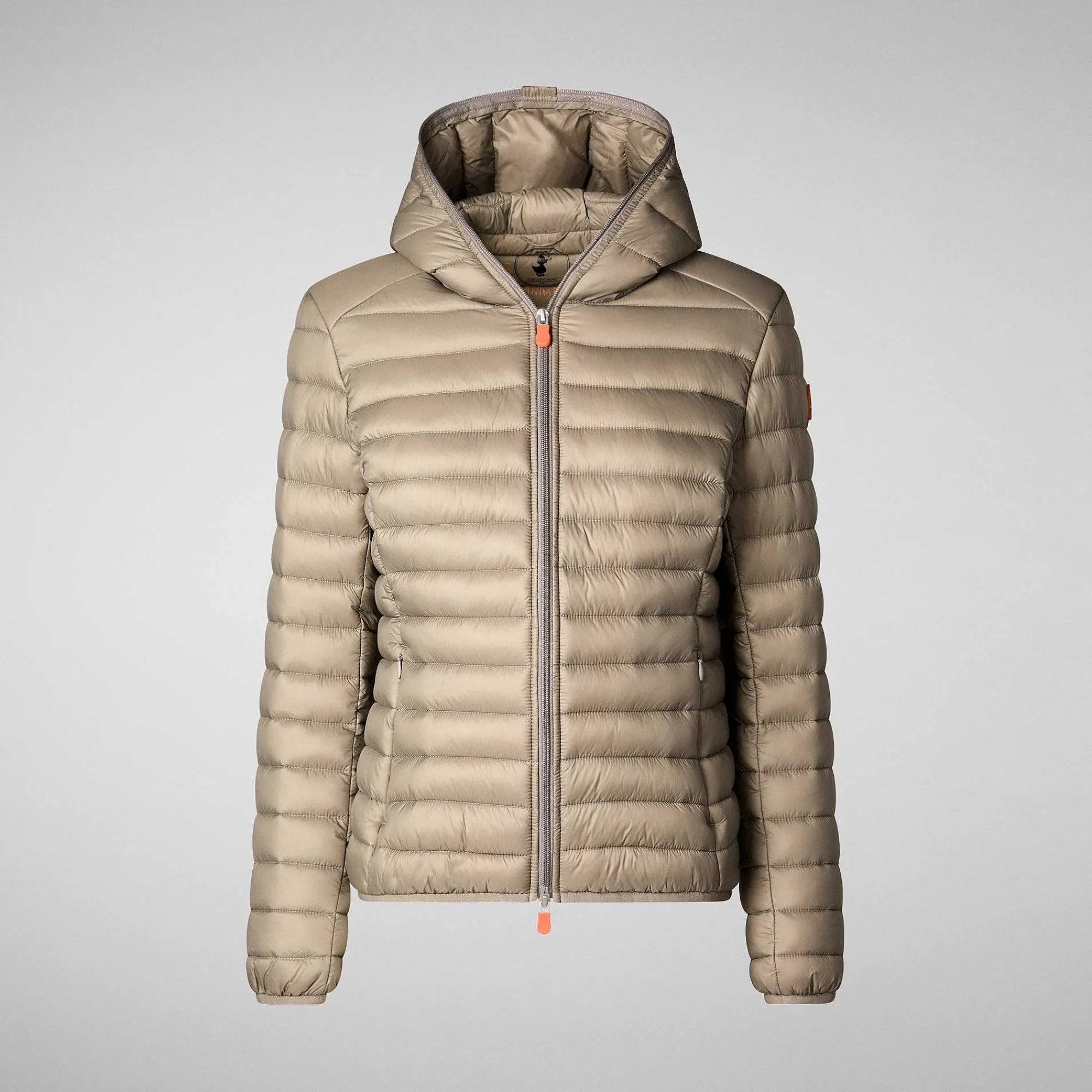 Piumini Animal-Free^Save The Duck Piumino Animal Free Con Cappuccio Donna Daisy Grigio Elefante
