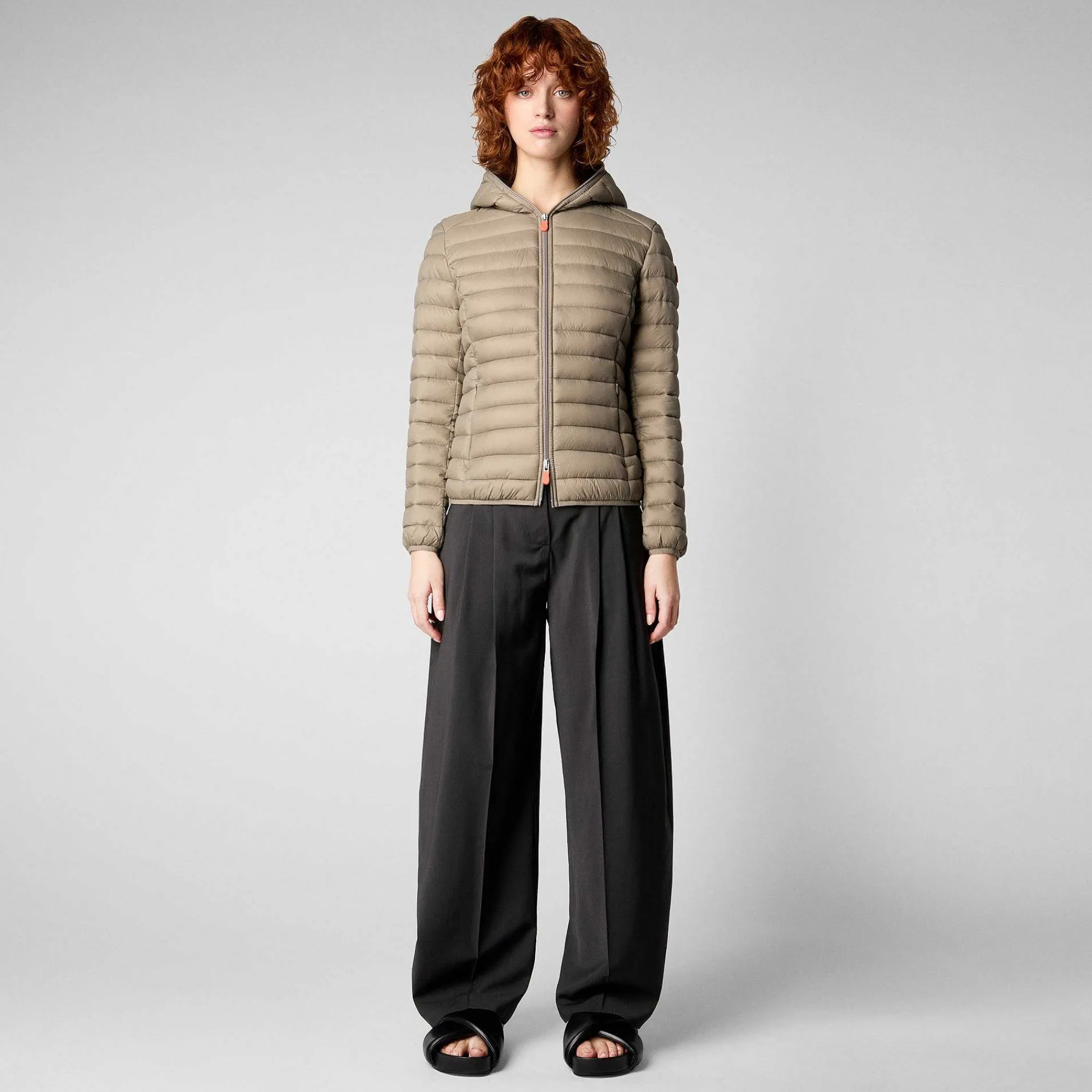 Piumini Animal-Free^Save The Duck Piumino Animal Free Con Cappuccio Donna Daisy Grigio Elefante