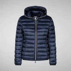Piumini Animal-Free^Save The Duck Piumino Animal Free Con Cappuccio Donna Alexis Blu Nero