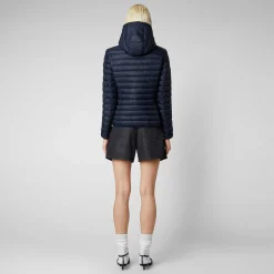 Piumini Animal-Free^Save The Duck Piumino Animal Free Con Cappuccio Donna Daisy Blu Nero