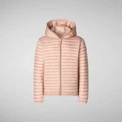 Piumini Animal-Free^Save The Duck Piumino Animal Free Con Cappuccio Bambina Rosy Rosa Cipria