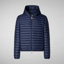 Piumini Animal-Free^Save The Duck Piumino Animal Free Con Cappuccio Uomo Donald Blu Navy