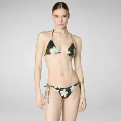 Costumi Da Bagno^Save The Duck Slip Bikini Regolabile Donna Wiria Stampa Frangipane Su Fondo Marrone