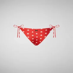 Costumi Da Bagno^Save The Duck Slip Bikini Regolabile Donna Wiria Stampa Stelle Marine Su Fondo Rosso