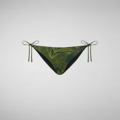 Costumi Da Bagno^Save The Duck Slip Bikini Regolabile Donna Wiria Stampa Palme Su Fondo Verde