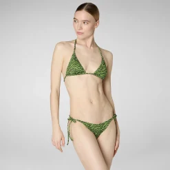 Costumi Da Bagno^Save The Duck Slip Bikini Regolabile Donna Wiria Stampa Tigrata Verde