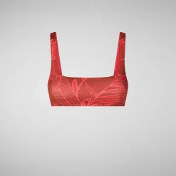 Costumi Da Bagno^Save The Duck Top Bikini Donna Uliana Stampa Palme Su Fondo Rosso
