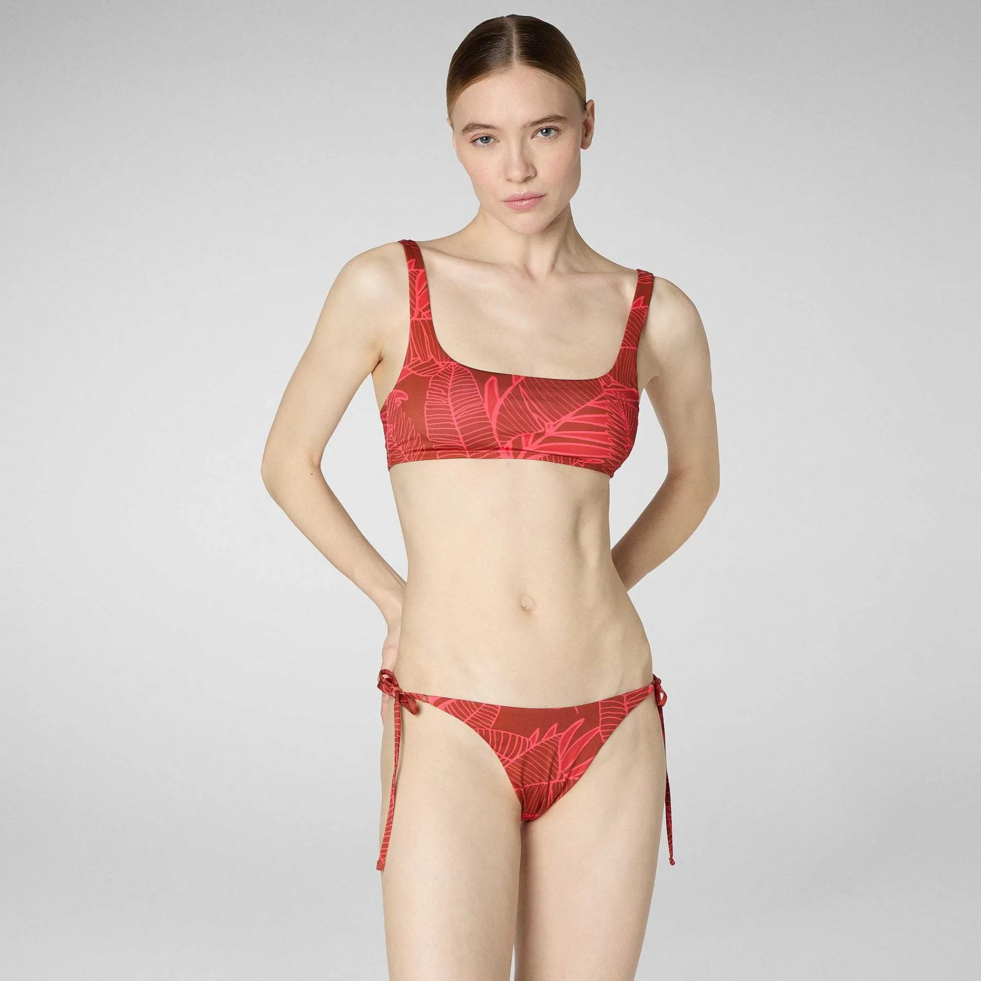 Costumi Da Bagno^Save The Duck Top Bikini Donna Uliana Stampa Palme Su Fondo Rosso