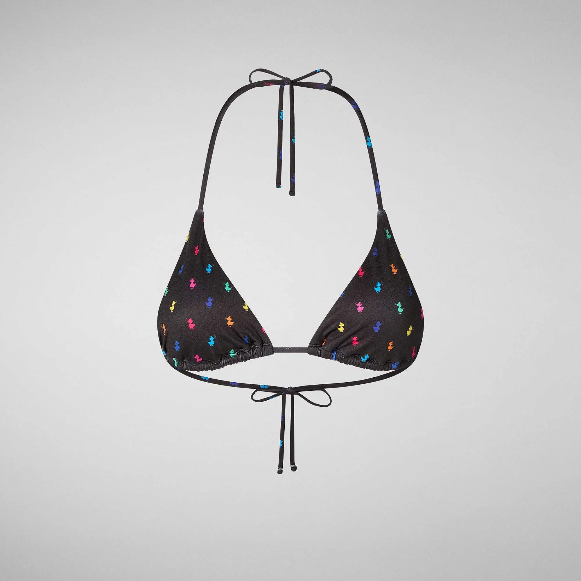 Costumi Da Bagno^Save The Duck Top Bikini Triangolo Donna Xara Stampa Rainbow Ducks Su Fondo Nero